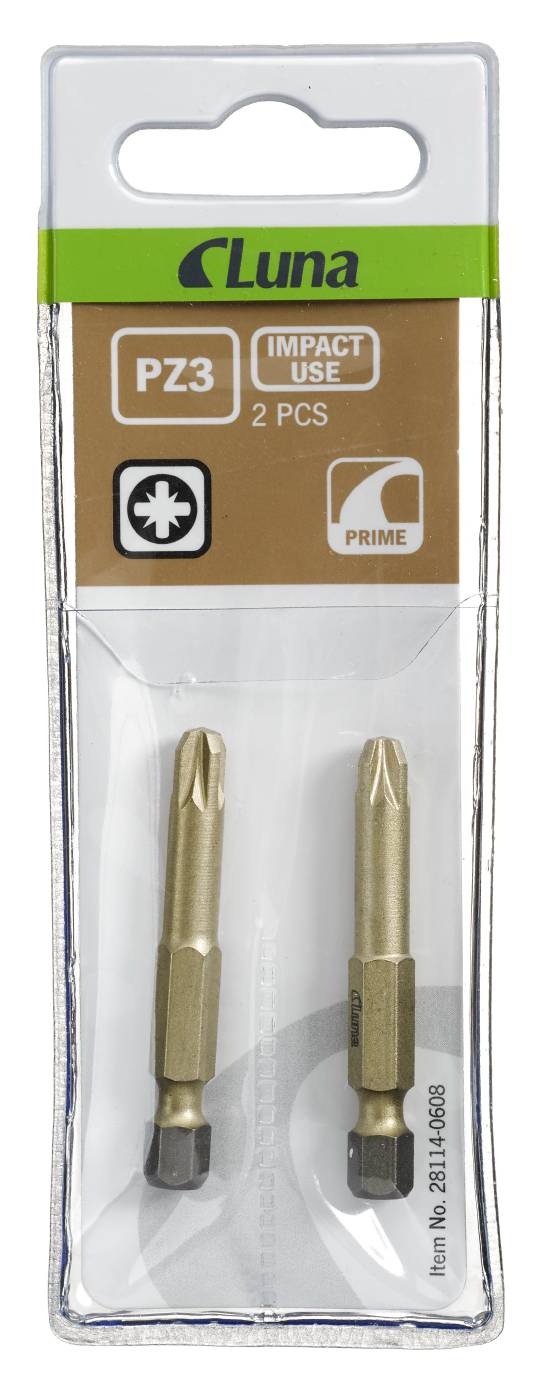 Torsion bits 50 mm for Pozidriv cross heads Prime Luna