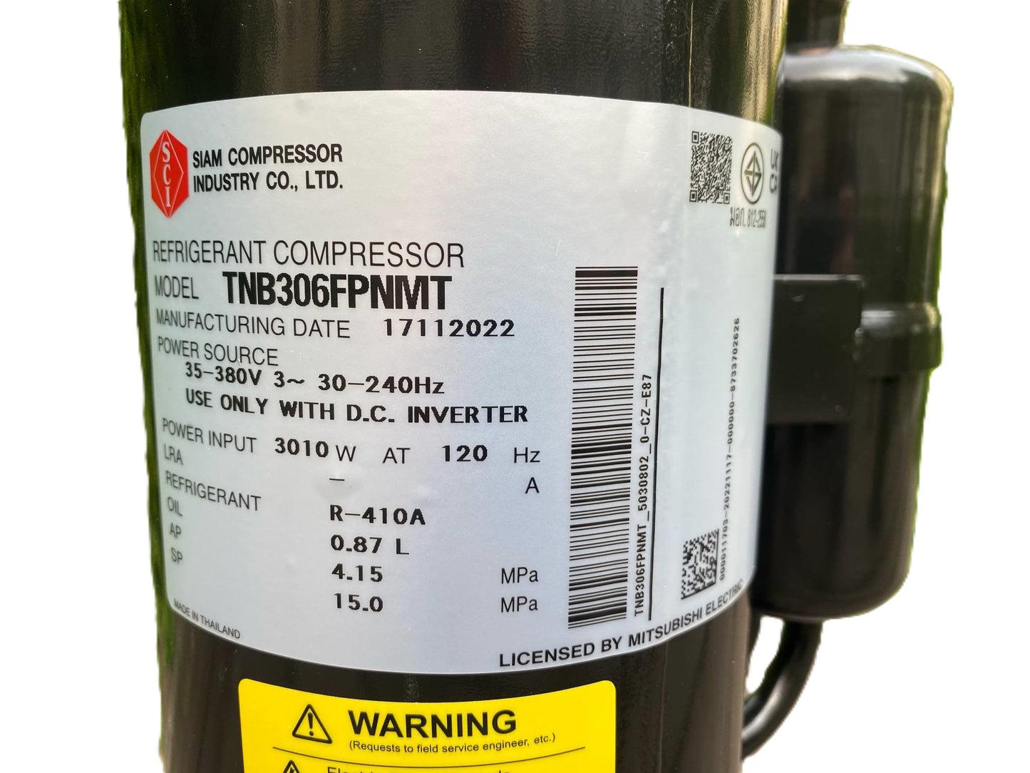 TNB306FPNMT Scroll Compressor – High-Capacity and Reliable Performance